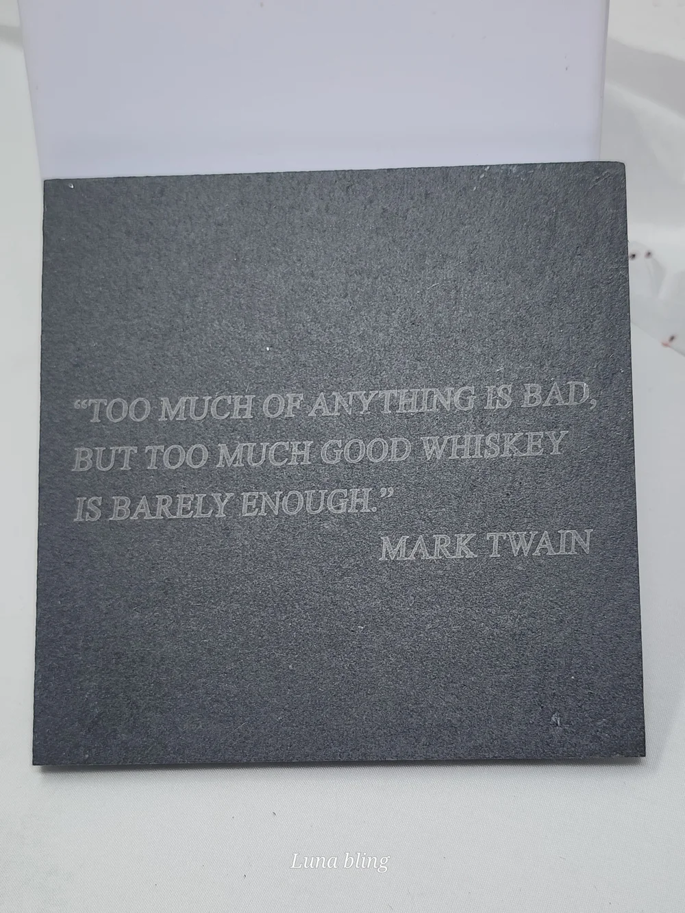 Set of 2 Black Slate Quote Coasters